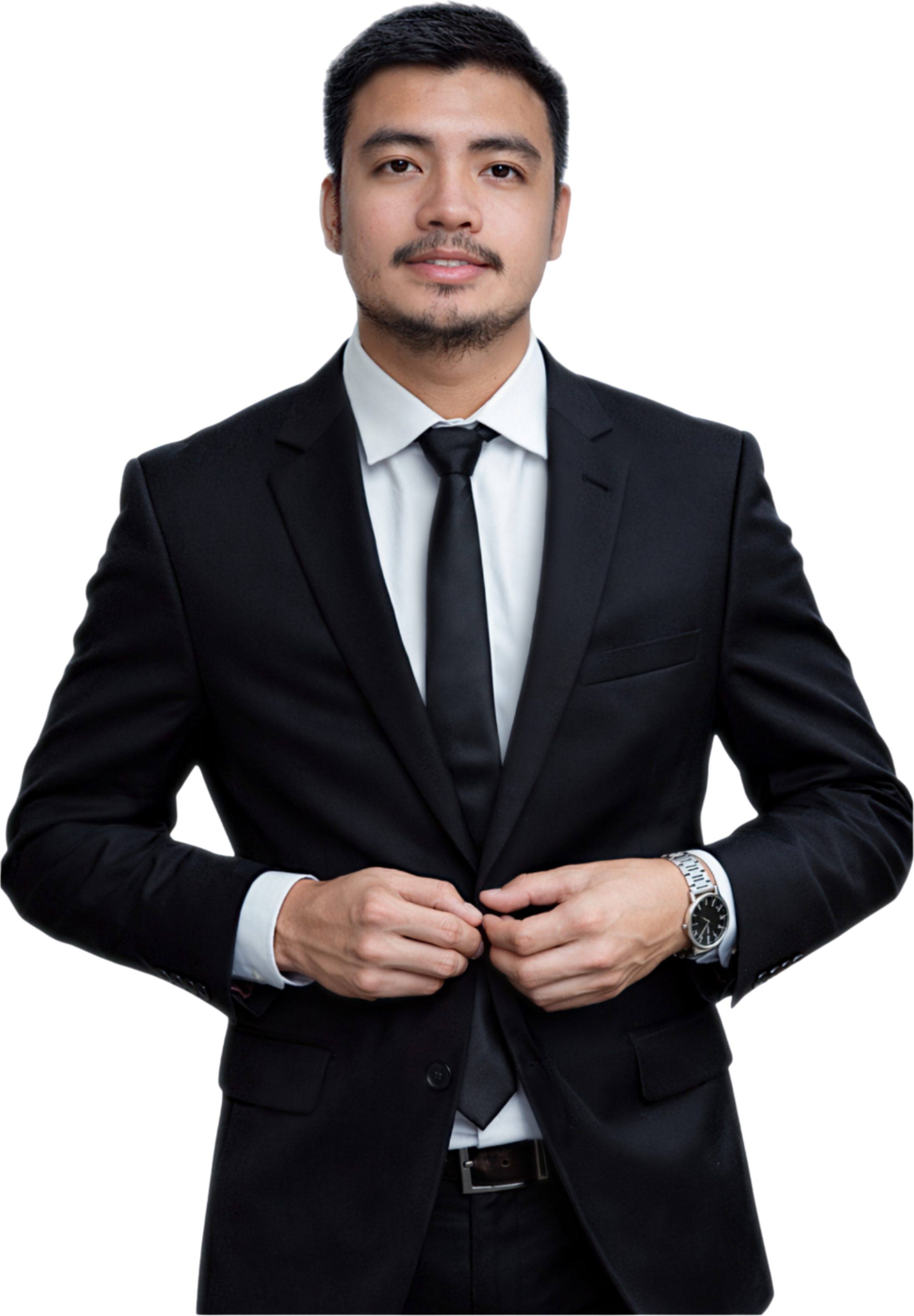 Arlie Tolentino wearing a black suit
